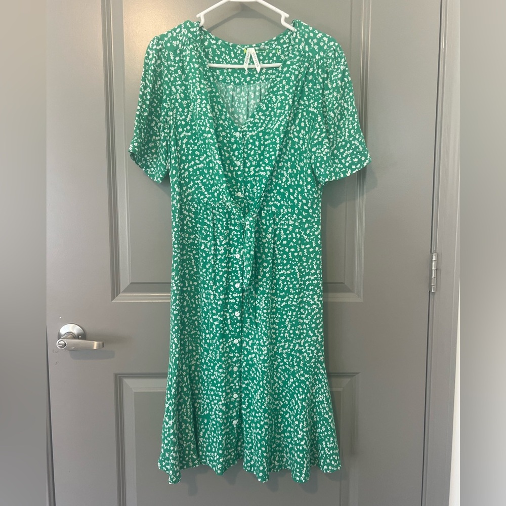 Seraphine Green Floral Button Down Midi Dress